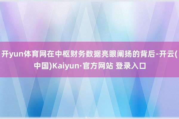 开yun体育网在中枢财务数据亮眼阐扬的背后-开云(中国)Kaiyun·官方网站 登录入口