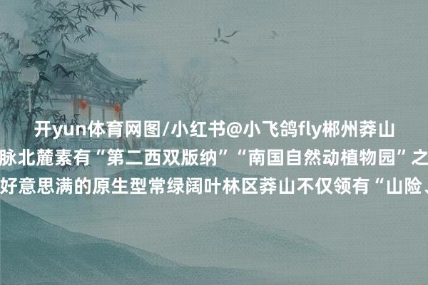 开yun体育网图/小红书@小飞鸽fly郴州莽山国度丛林公园地处南岭山脉北麓素有“第二西双版纳”“南国自然动植物园”之称算作地球同纬度保存最好意思满的原生型常绿阔叶林区莽山不仅领有“山险、水秀、林幽、石奇”的绝好意思气候更以全链条无遮拦设施惊艳四座3700米峻岭索谈、140米垂直电梯49秒直达云巅11公里云间栈谈纰漏蔓延搭配爬楼机、进步机等斥地让搭客松驰邂逅云海、雾凇、奇峰等景不雅附：首批精选璀璨中国打卡点着手：文旅湖南详细央视新闻、湘西文旅、张家界文旅、郴州文旅-开云(中国)Kaiyun·官方网站 登录入口