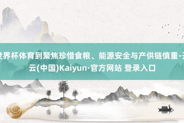 世界杯体育到聚焦珍惜食粮、能源安全与产供链慎重-开云(中国)Kaiyun·官方网站 登录入口