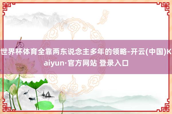 世界杯体育全靠两东说念主多年的领略-开云(中国)Kaiyun·官方网站 登录入口