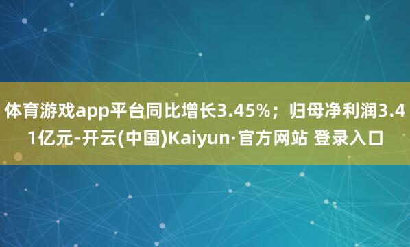 体育游戏app平台同比增长3.45%；归母净利润3.41亿元-开云(中国)Kaiyun·官方网站 登录入口