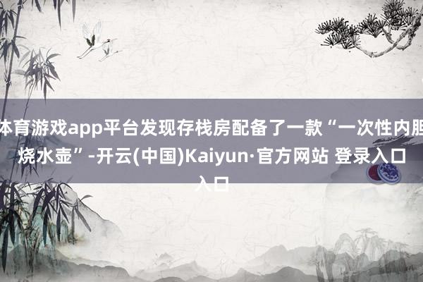 体育游戏app平台发现存栈房配备了一款“一次性内胆烧水壶”-开云(中国)Kaiyun·官方网站 登录入口